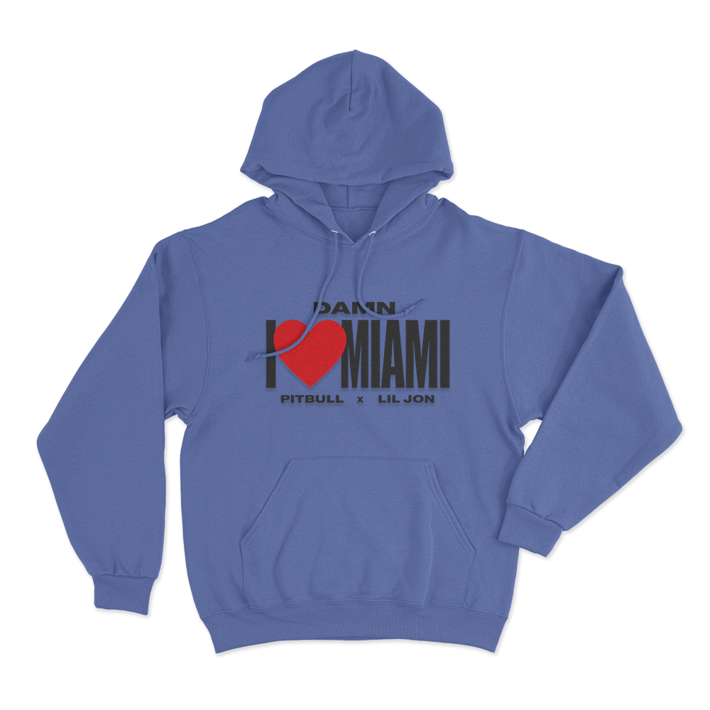 I Love Miami Pitbull X Lil Jon Unisex Hoodie Blue I Love Miami Pitbull X Lil Jon Unisex Hoodie Blue