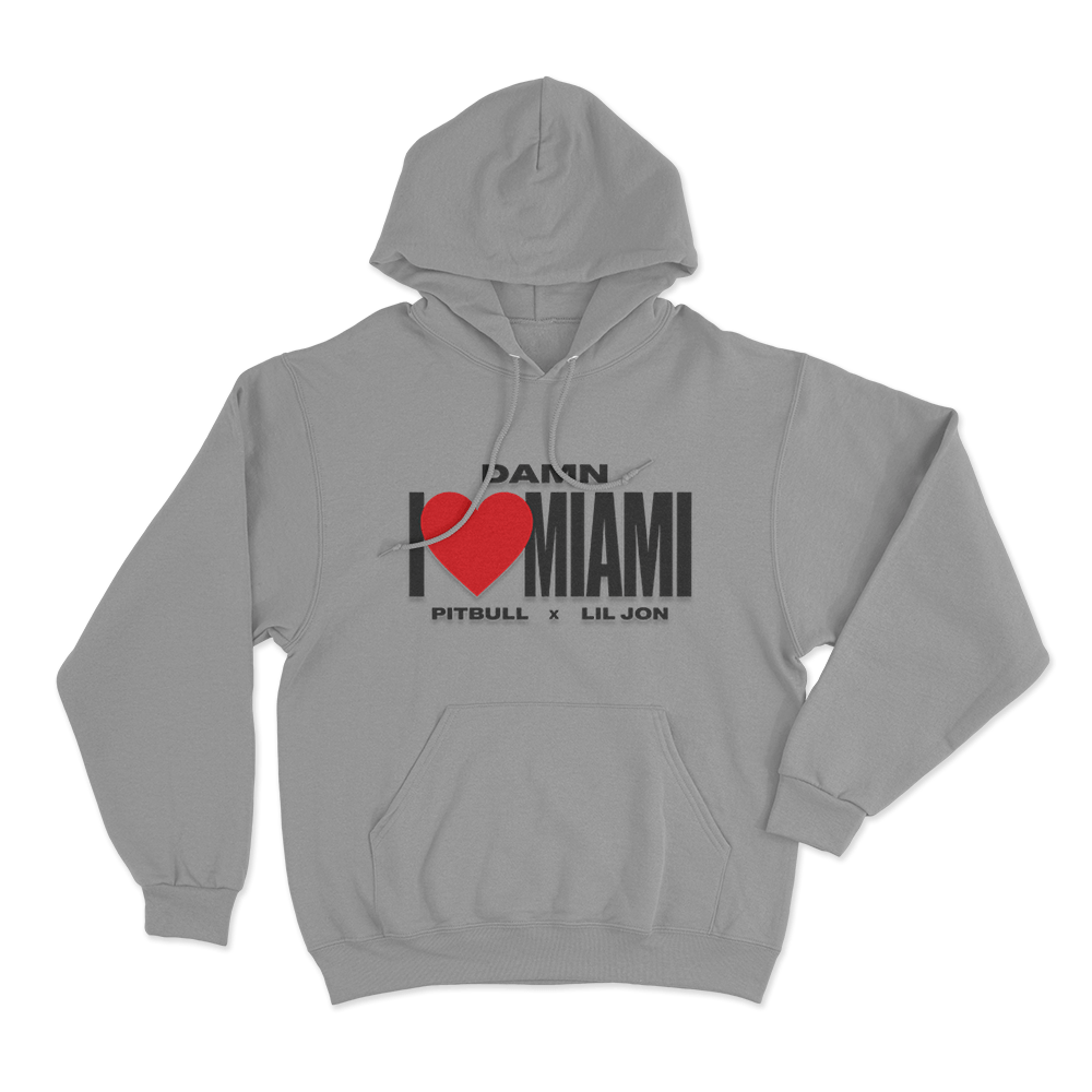 I Love Miami Pitbull X Lil Jon Unisex Hoodie Grey I Love Miami Pitbull X Lil Jon Unisex Hoodie Grey