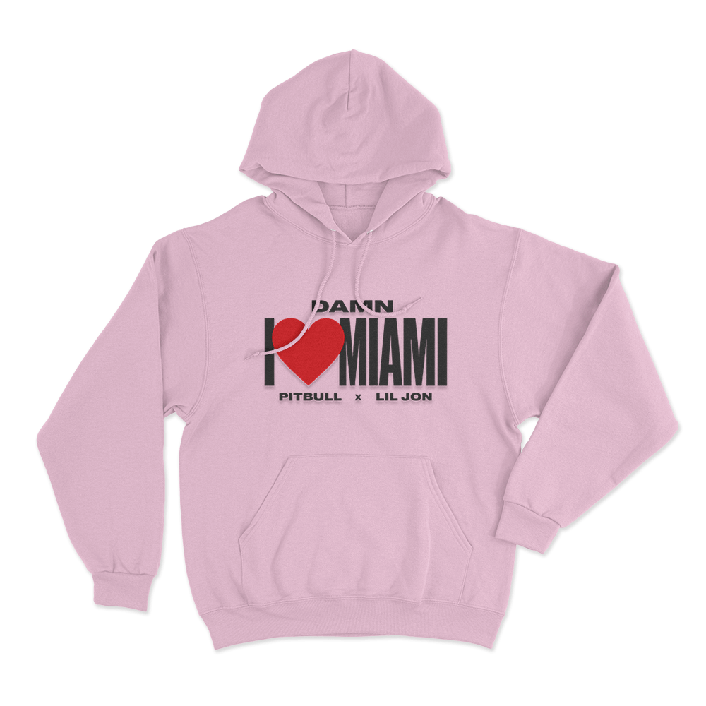 I Love Miami Pitbull X Lil Jon Unisex Hoodie Pink I Love Miami Pitbull X Lil Jon Unisex Hoodie Pink