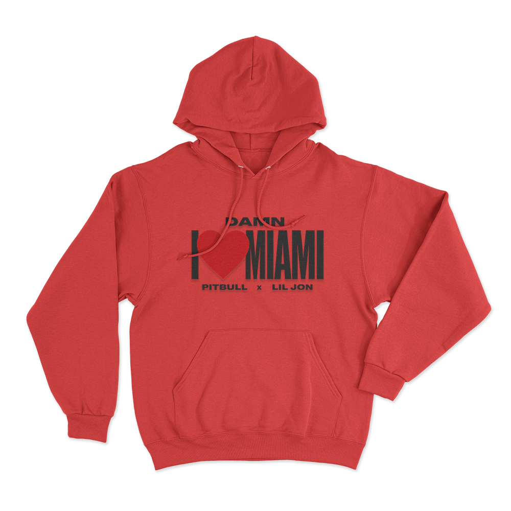 I Love Miami Pitbull X Lil Jon Unisex Hoodie Red I Love Miami Pitbull X Lil Jon Unisex Hoodie Red