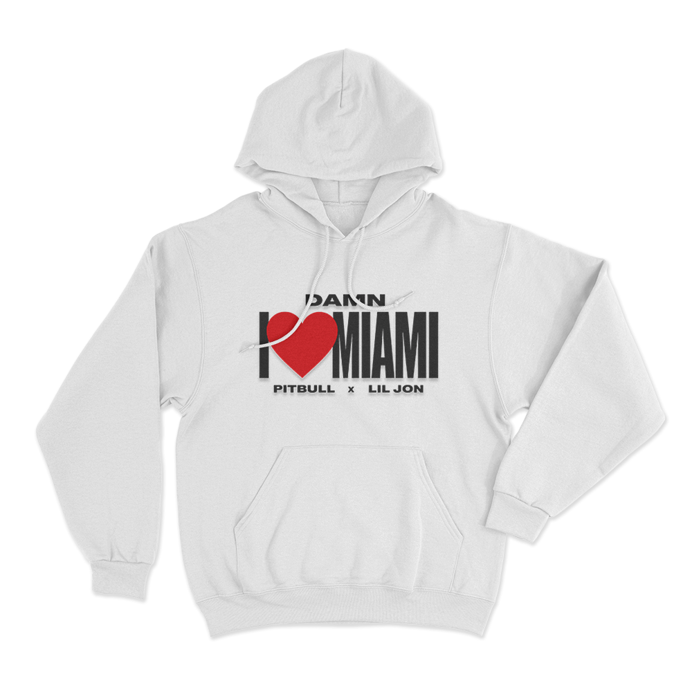 I Love Miami Pitbull X Lil Jon Unisex Hoodie White I Love Miami Pitbull X Lil Jon Unisex Hoodie White