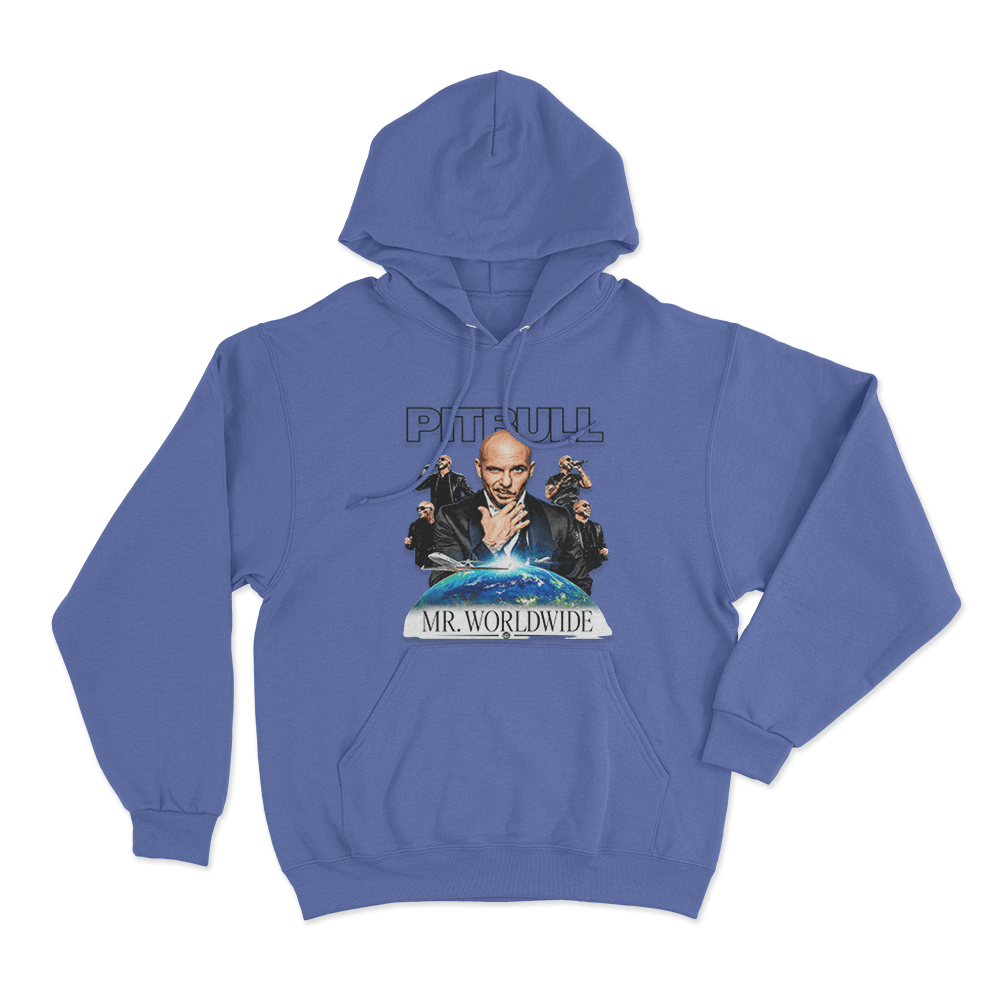 Mr. Worldwide Graphic Unisex Hoodie Blue Mr. Worldwide Graphic Unisex Hoodie Blue