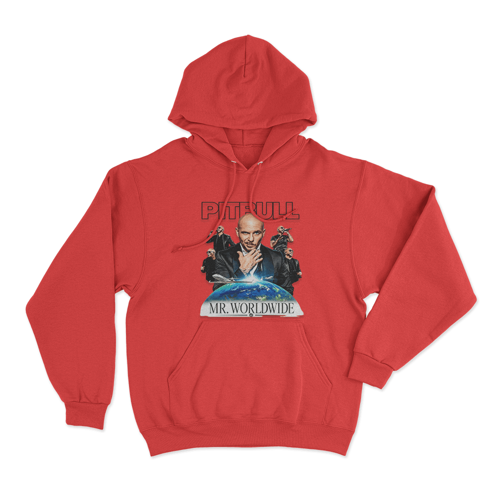 Mr. Worldwide Graphic Unisex Hoodie Red Mr. Worldwide Graphic Unisex Hoodie Red