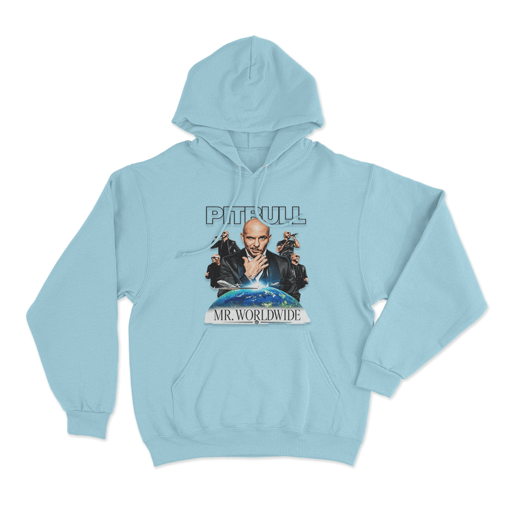 Mr. Worldwide Graphic Unisex Hoodie Sky Blue Mr. Worldwide Graphic Unisex Hoodie Sky Blue