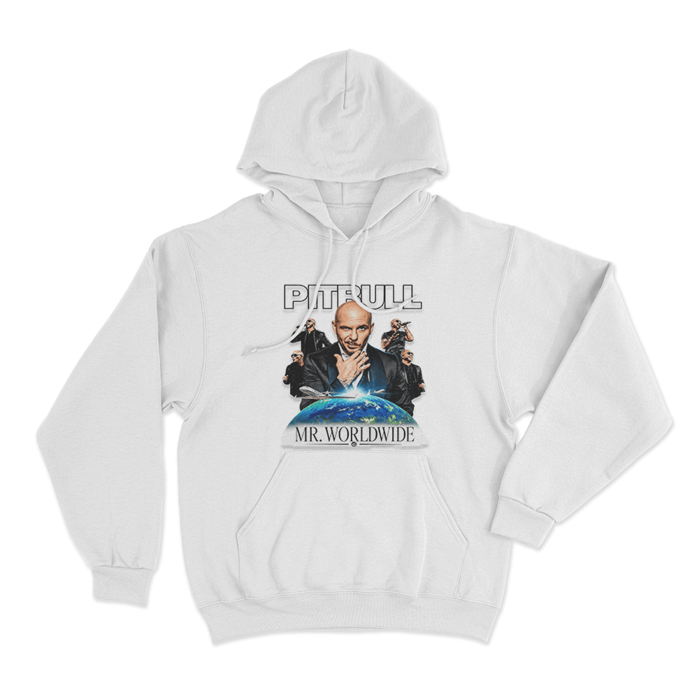 Mr. Worldwide Graphic Unisex Hoodie White Mr. Worldwide Graphic Unisex Hoodie White