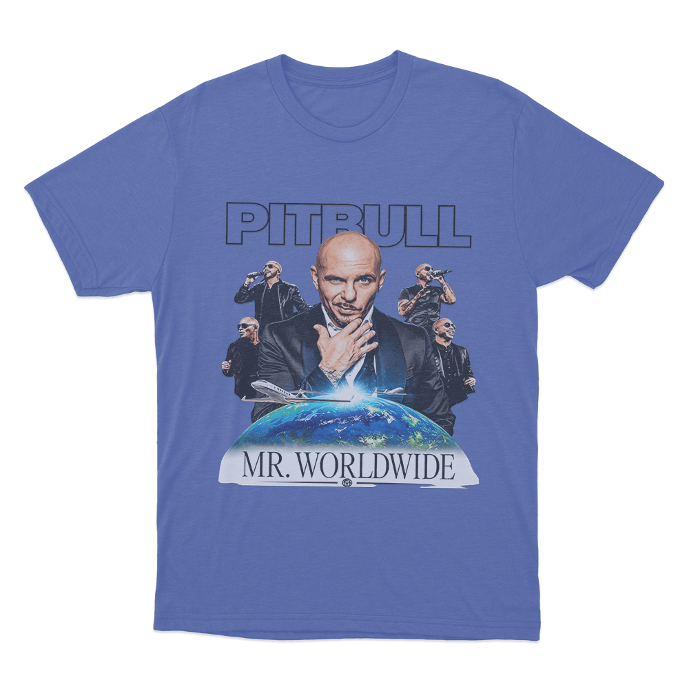 Mr. Worldwide Graphic Unisex T Shirt Blue Mr. Worldwide Graphic Unisex T Shirt Blue