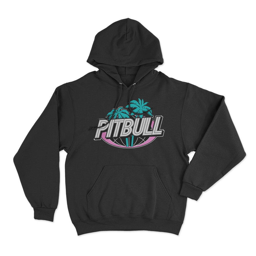 Pitbull Miami Palm Tree Logo Unisex Hoodie Black Pitbull Miami Palm Tree Logo Unisex Hoodie Black