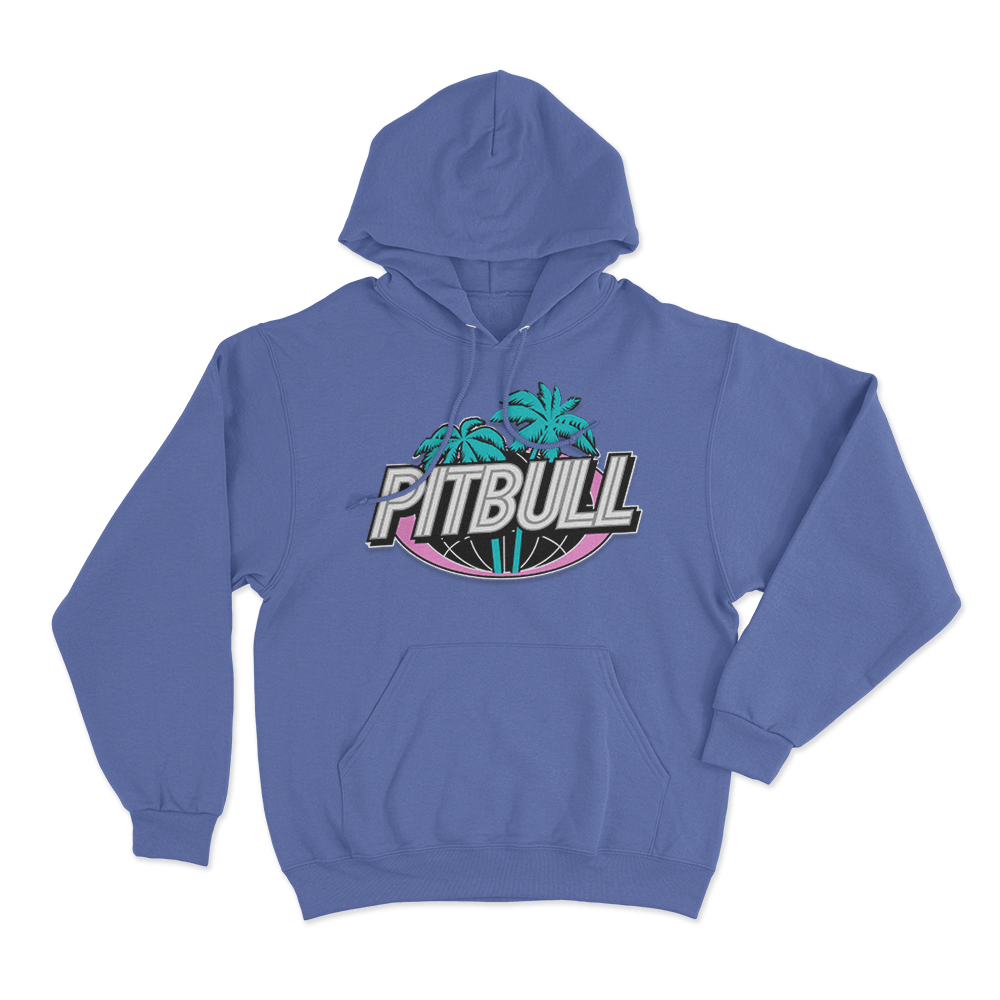 Pitbull Miami Palm Tree Logo Unisex Hoodie Blue Pitbull Miami Palm Tree Logo Unisex Hoodie Blue