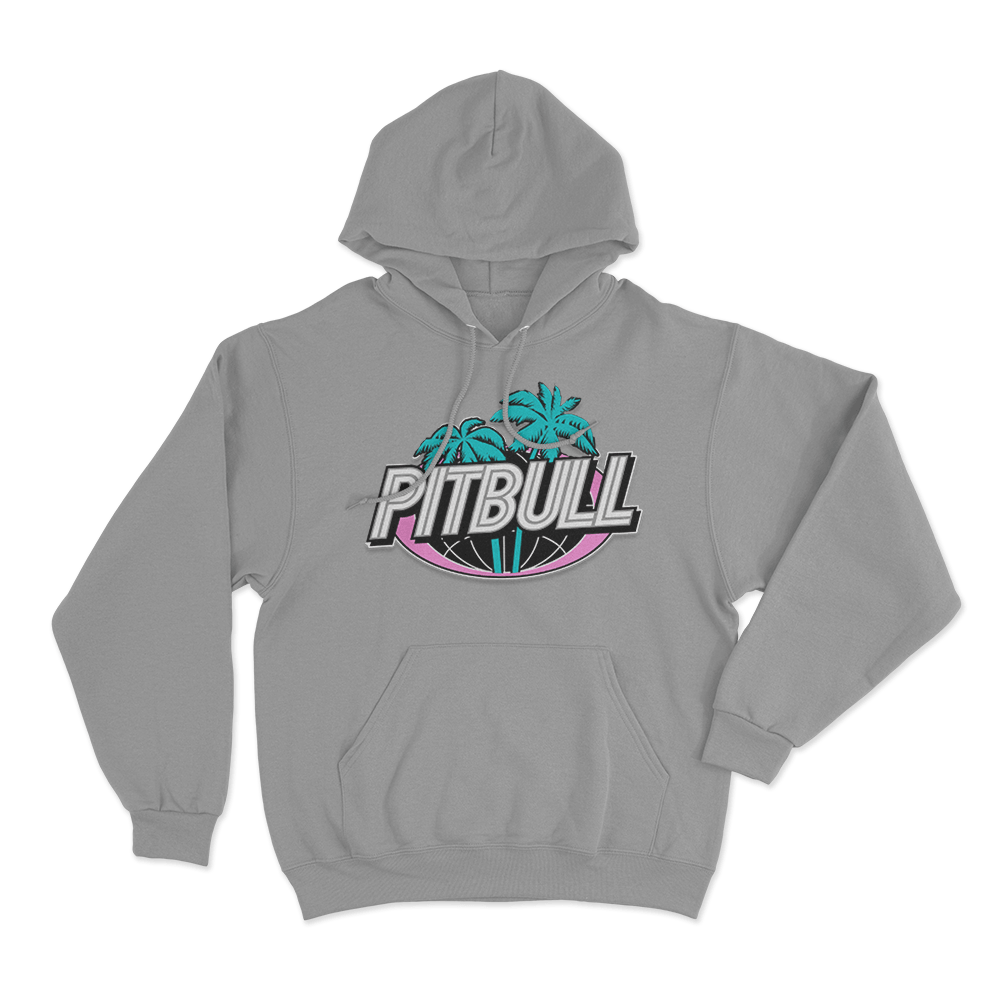 Pitbull Miami Palm Tree Logo Unisex Hoodie Grey Pitbull Miami Palm Tree Logo Unisex Hoodie Grey