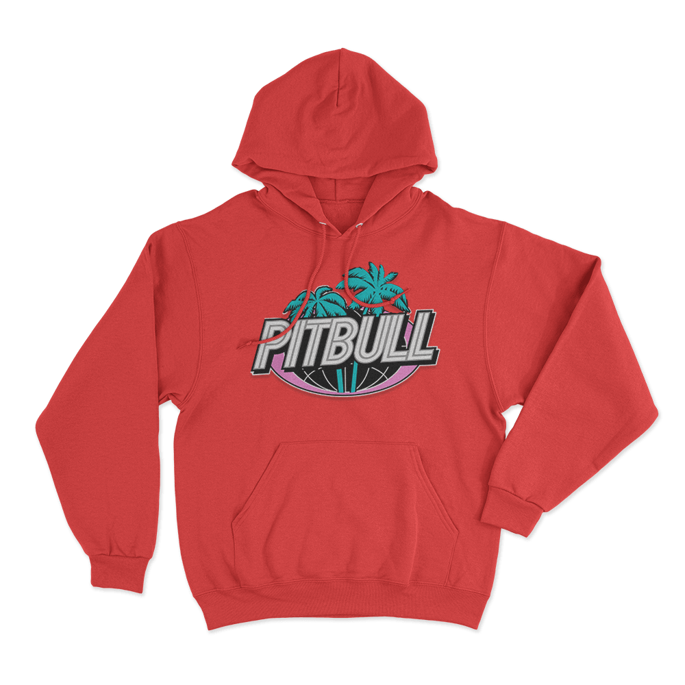 Pitbull Miami Palm Tree Logo Unisex Hoodie Red Pitbull Miami Palm Tree Logo Unisex Hoodie Red