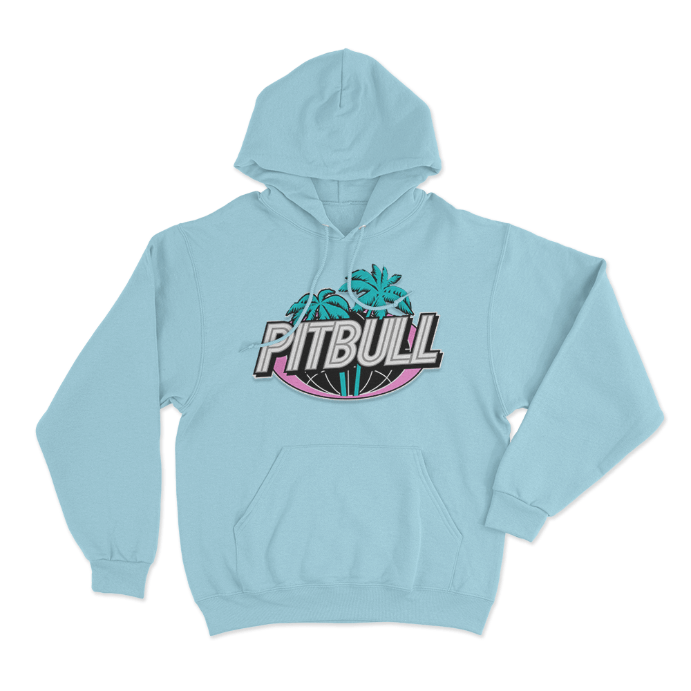 Pitbull Miami Palm Tree Logo Unisex Hoodie Sky Blue Pitbull Miami Palm Tree Logo Unisex Hoodie Sky Blue