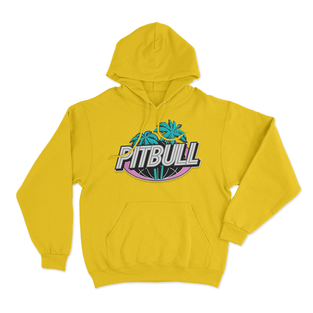 Pitbull Miami Palm Tree Logo Unisex Hoodie Yellow Pitbull Miami Palm Tree Logo Unisex Hoodie Yellow