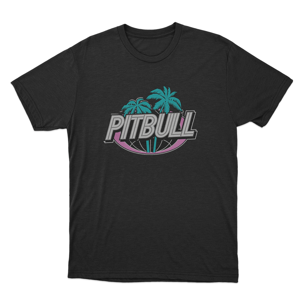 Pitbull Miami Palm Tree Logo Unisex T Shirt Black Pitbull Miami Palm Tree Logo Unisex T Shirt Black