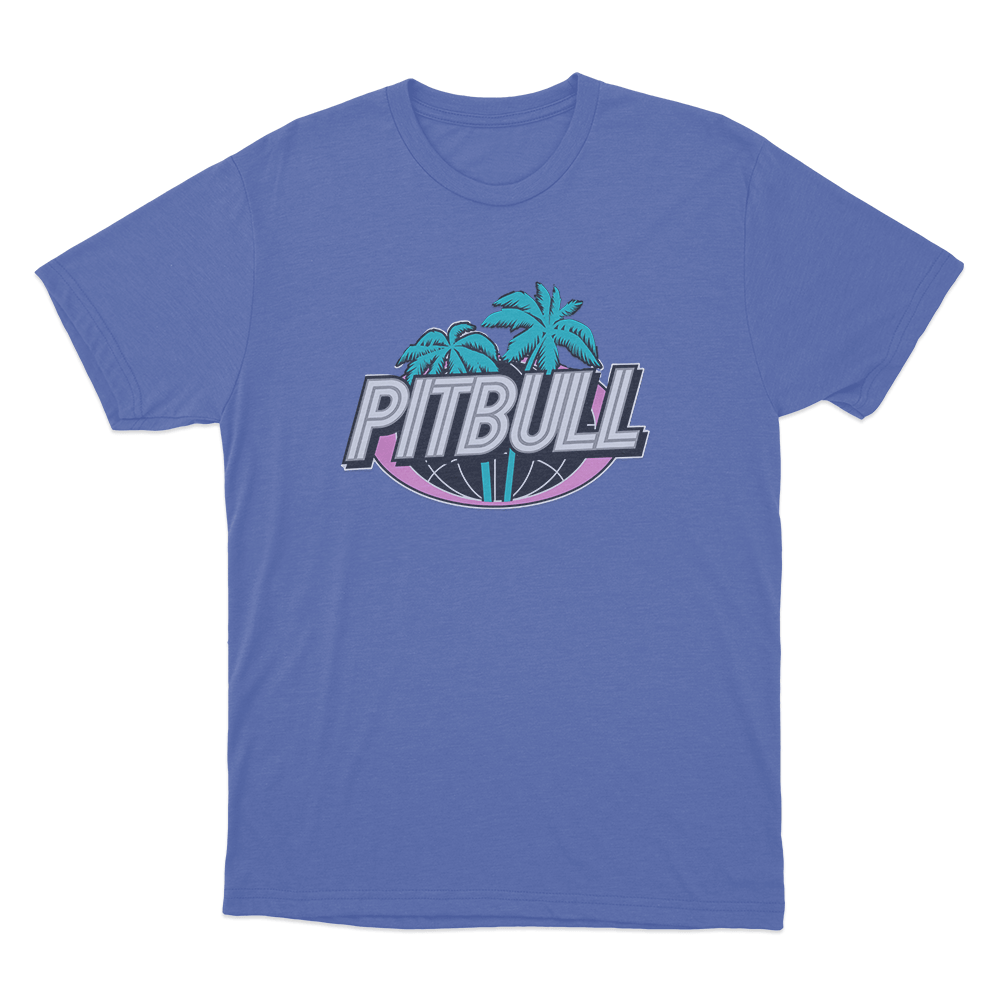 Pitbull Miami Palm Tree Logo Unisex T Shirt Blue Pitbull Miami Palm Tree Logo Unisex T Shirt Blue