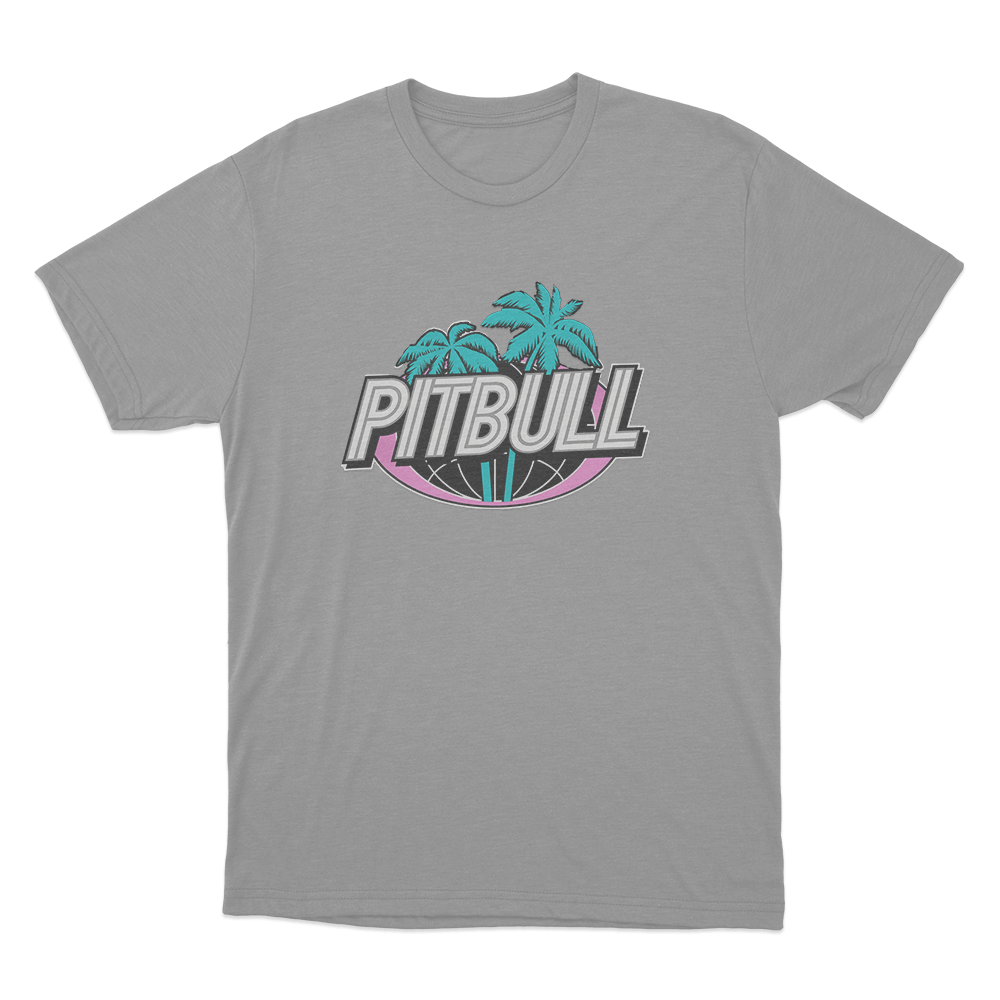 Pitbull Miami Palm Tree Logo Unisex T Shirt Grey Pitbull Miami Palm Tree Logo Unisex T Shirt Grey