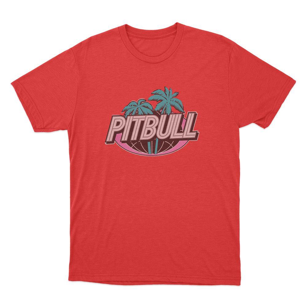 Pitbull Miami Palm Tree Logo Unisex T Shirt Red Pitbull Miami Palm Tree Logo Unisex T Shirt Red
