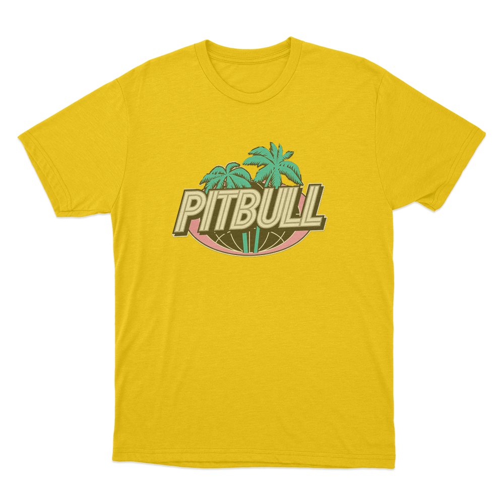 Pitbull Miami Palm Tree Logo Unisex T Shirt Yellow Pitbull Miami Palm Tree Logo Unisex T Shirt Yellow