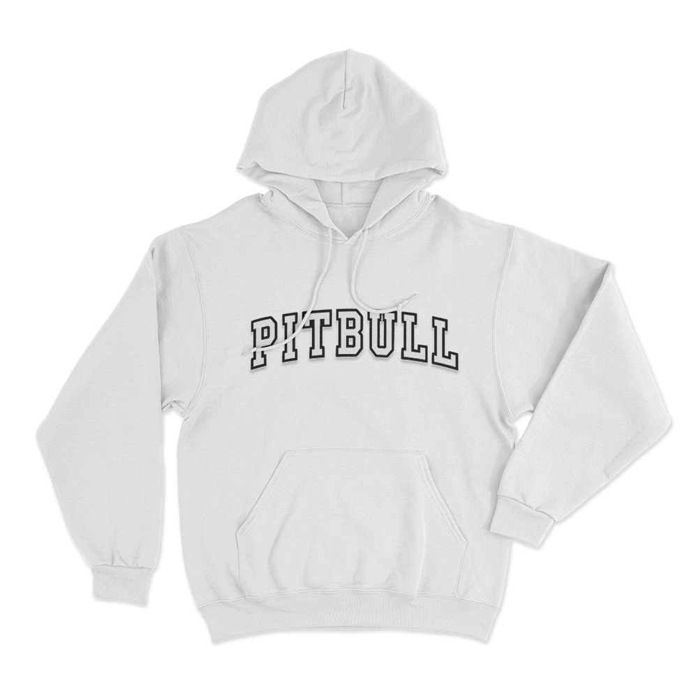Pitbull Varsity Logo Unisex Hoodie White Pitbull Varsity Logo Unisex Hoodie White