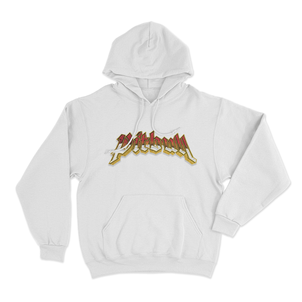 Pitbull Vintage Logo Unisex Hoodie White Pitbull Vintage Logo Unisex Hoodie White