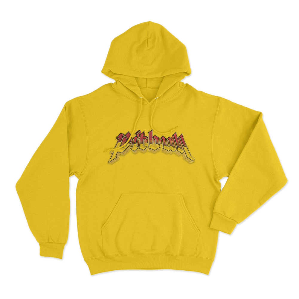 Pitbull Vintage Logo Unisex Hoodie Yellow Pitbull Vintage Logo Unisex Hoodie Yellow
